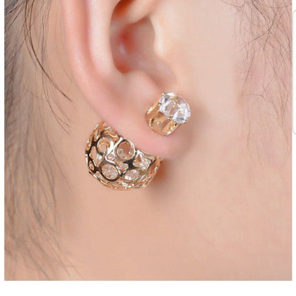 Nwt Double Back Earrings Stud Gold - Picture 6 of 6
